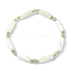 3Pcs 3 Style Natural Mixed Gemstone & White Shell Tube Beaded Stretch Bracelets Set BJEW-TA00430-3