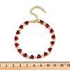 Brass Micro Pave Red Cubic Zirconia Chain Bracelets for Women BJEW-M047-02B-5