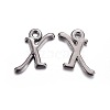Gunmetal Plated Alloy Letter Pendants PALLOY-P097-03-X-1