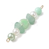 4Pcs 4 Colors Acrylic Pearl & Natural Green Aventurine & Natural Sunstone & Cherry Quartz Glass & Natural Ametrine Gemstone Chip Heart Connector Charms PALLOY-JF03340-01-5