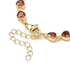Heart Brass Pave Cubic Zirconia Link Chain Bracelets for Women BJEW-P385-07G-07-3