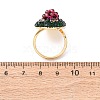 Brass & Polymer Clay Rhinestones & Natural Garnet Cuff Rings RJEW-G365-01G-5