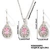 Brass Glass Teardrop Dangle Earrings & Pendant Necklaces Sets for Women PL9386-4-1