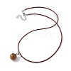 Natural Tiger Eye Round Pendant Necklaces NJEW-JN04478-01-3