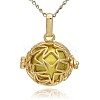 Golden Tone Brass Hollow Round Cage Pendants KK-J231-02G-1