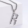 3Pcs Stainless Steel Textured Letter Pendant Box Chain Necklaces LW4134-44-1