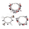 3Pcs 3 Styles Halloween Theme 304 Stainless Steel Figaro Chains Multi-strand Bracelets BJEW-JB12094-2