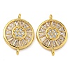 Rack Plating Brass Pave Cubic Zirconia Wheel Connector Charms KK-Z063-29G-01-1