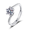 Rhodium Plated 925 Sterling Silver Micro Pave Cubic Zirconia Adjustable Rings AJEW-U007-11P-1