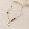 European Faceted Natural Tiger Eye 304 Stainless Steel Alphabet Pendant Necklaces QN9691-8-1