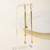 Fashionable Geometric Brass Earrings with Tassel Studs WN4550-5-1