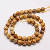 Natural Picture Jasper Beads Strands G-G542-8mm-08-2