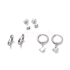 3 Pairs 3 Style Enamel Rhombus with Star Dangle Hoop Earrings EJEW-B020-10P-1