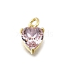 Heart Brass with Glass Charms KK-G525-07G-2