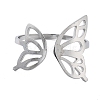 304 Stainless Steel Hollow Butterfly Wing Open Cuff Rings for Women RJEW-M024-02P-2