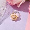 Flower Glass Seed Beaded Stretch Rings for Women RJEW-MZ00022-03-2