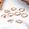 9Pcs 9 Styles Alloy Rhinestone Plain Band Rings PW-WGEAAC1-01-4