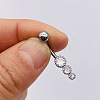 304 Stainless Steel Micro Pave Cubic Zirconia Belly Rings WGADED5-25-1