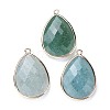 Faceted Natural Green Aventurine Pendants G-M356-A02-LG-1