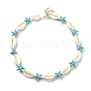 Natural Shell & Synthetic Turquoise Starfish Beaded Necklace with 304 Stainless Steel Clasps X-NJEW-TA00107-01-1