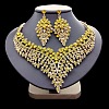 Leaf Zinc Alloy Rhinestone Pendant Necklaces & Stud Dangle Earrings Sets WGB182B-05-1