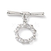 Rack Plating Brass Micro Pave Clear Cubic Zirconia Toggle Clasps KK-P247-13P-1