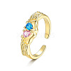 Brass Pave Cubic Zirconia Cuff Open Rings WGBC26E-02-1