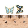 Rack Plating Brass & Shell Butterfly Charms with Epoxy Resin KK-K380-02G-3