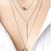 3-layer Alloy Column & Flat Round Pendant Necklaces for Women WG7240D-01-1