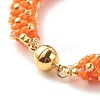 Glass Seed Beaded Bracelet with Brass Magnetic Clasp BJEW-JB07802-03-5