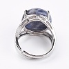 Adjustable Natural Sodalite Finger Rings RJEW-F075-01D-3