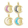 Brass Micro Pave Clear Cubic Zirconia Pendants KK-C045-13G-1