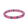 5Pcs 5 Colors Column Polymer Clay Stretch Beaded Bracelets BJEW-JB08765-3