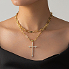 2Pcs Cross Brass Cubic Zirconia Pendant Necklaces FF7844-1