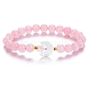 Natural Rose Quartz Stretch Bracelet PW-WG14959-02-1