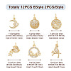 Fashewelry 12Pcs 6 Style Brass Micro Pave Clear Cubic Zirconia Charms KK-FW0001-11-13