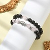 Natural Black Onyx Beaded Warp Bracelets for Women BJEW-TA00422-3