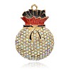 Golden Plated Alloy Rhinestone Enamel Big Pendants RB-J549-02G-1