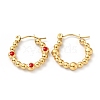 Ion Plating(IP) 304 Stainless Steel Twist Teardrop Hoop Earrings with Enamel for Women EJEW-G293-18E-G-2