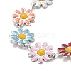 Enamel Daisy Link Chains Bracelet BJEW-P271-01P-06-2