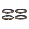 Natural Gemstone & Coconut Beaded Stretch Bracelet for Women BJEW-JB09149-1