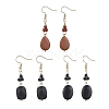 3 Pairs Synthetic Goldstone Dangle Earrings EJEW-JE06601-2