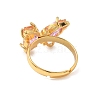Adjustable Brass Glass Finger Rings RJEW-P148-A01-19-3