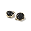 Natural Obsidian Faceted Flat Round Charms G-U028-03G-14-2