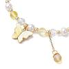 5Pcs Frosted Dyed Synthetic Moonstone & Shell Pearl Round Beads Stretch Bracelets BJEW-JB11822-5