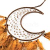 Moon Woven Web/Net with Feather Hanging Ornaments HJEW-G025-09B-2