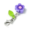 Flower Handmade Polymer Clay Pendant Decorations HJEW-JM01544-02-4