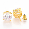 Brass Cubic Zirconia Stud Earrings EJEW-S199-07G-2