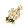 Brass Green Cubic Zirconia Pendants KK-A303-07B-G-2
