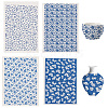 4Pcs 4 Styles Flower Pattern Paper Ceramic Decals DIY-GF0013-26-1